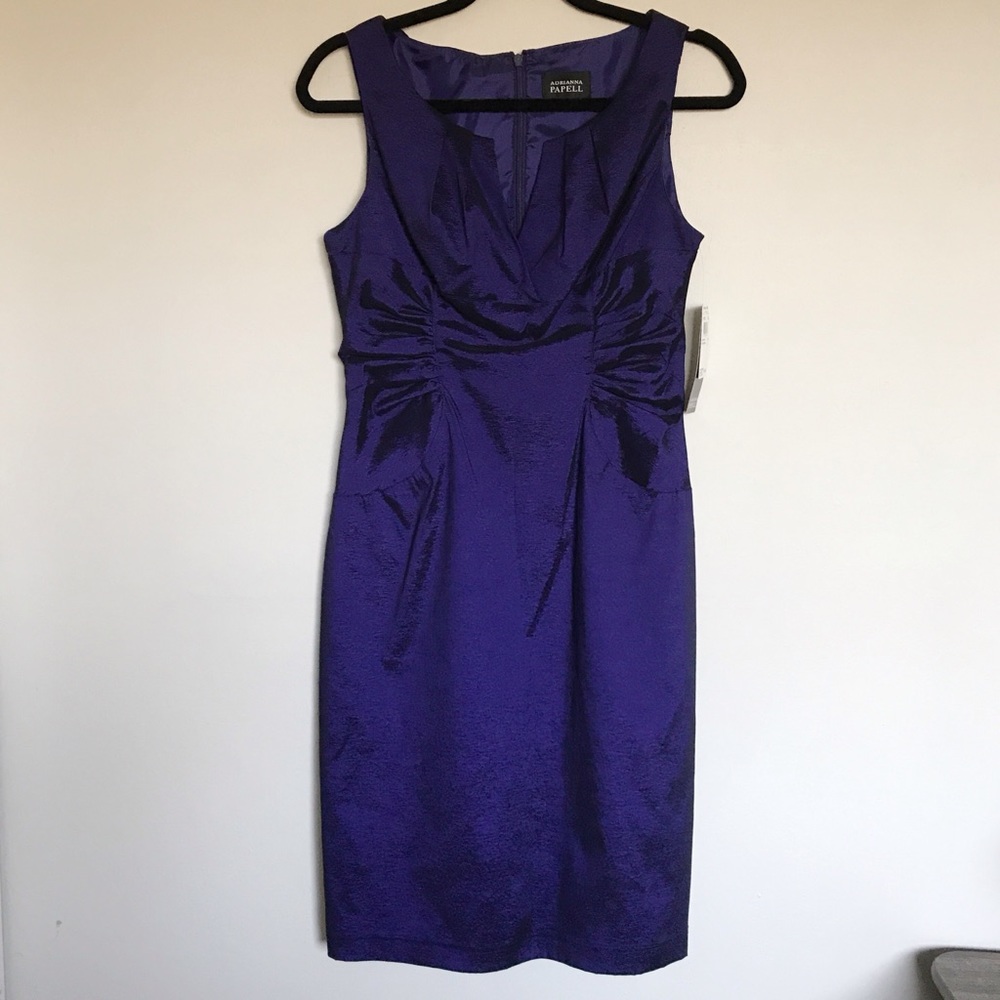 Adrianna Papell Purple Side Ruched Cocktail Dress
